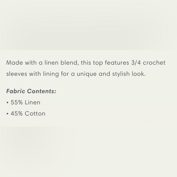 EUC Women’s UMGEE $70 Linen Blend Crochet Sleeve Top Plus Size 1XL Boho Beach - Picture 5 of 16